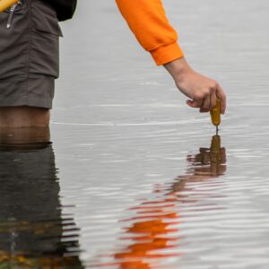 a person taking a water sample