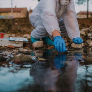 water sampling in progress